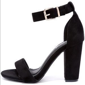 Black Suede Ankle Strap Heels