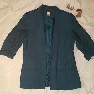 LC Lauren Conrad Teal Open Front Blazer