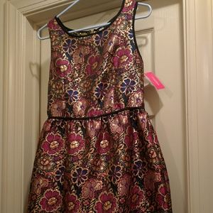 Metallic pink and purple flower dress