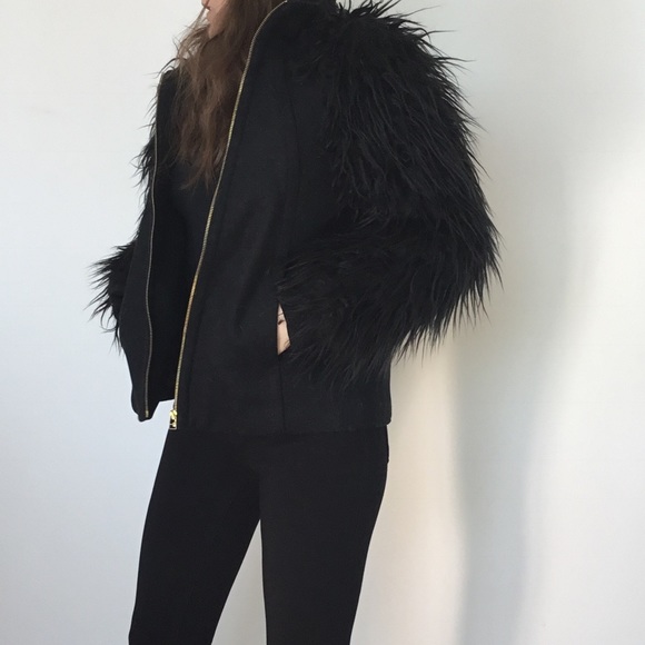 Zara jacket with faux fur sleeves