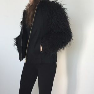 Zara jacket with faux fur sleeves