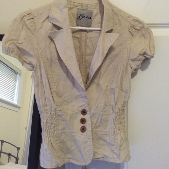 Tan short sleeve blouse
