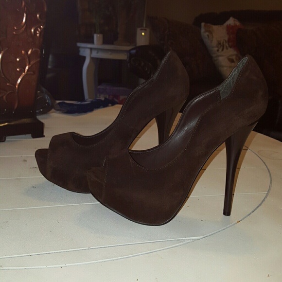 Dark Brown Suede Stilettos