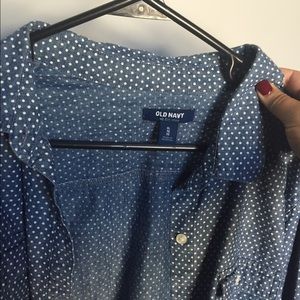 XL old denim polka dot button up