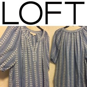 EIC Loft Embroidered Blue Peasant Top! WORN TWICE!