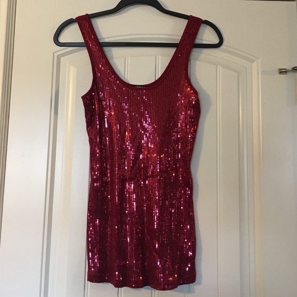 Express - Red - Sequined Tank