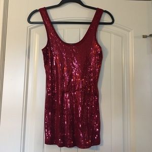 Express - Red - Sequined Tank