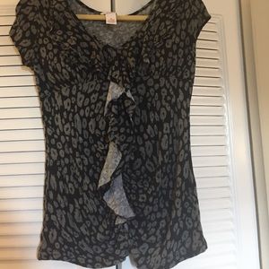 Ruffle front leopard top