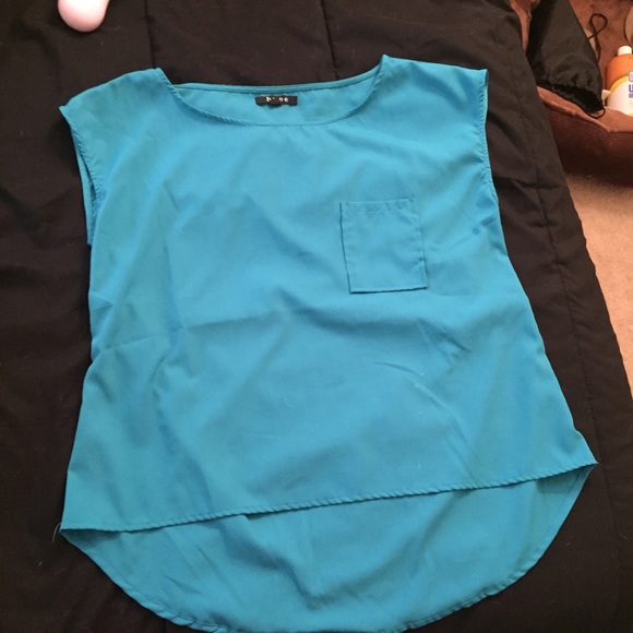 Blue high low blouse