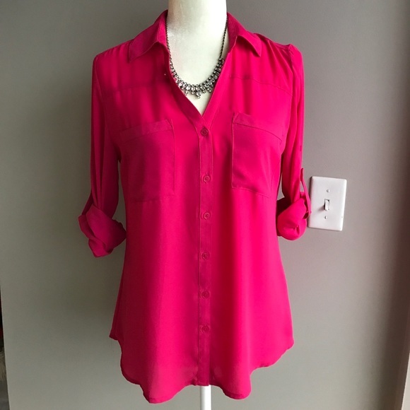 Express Tops - Pink portofino shirt!