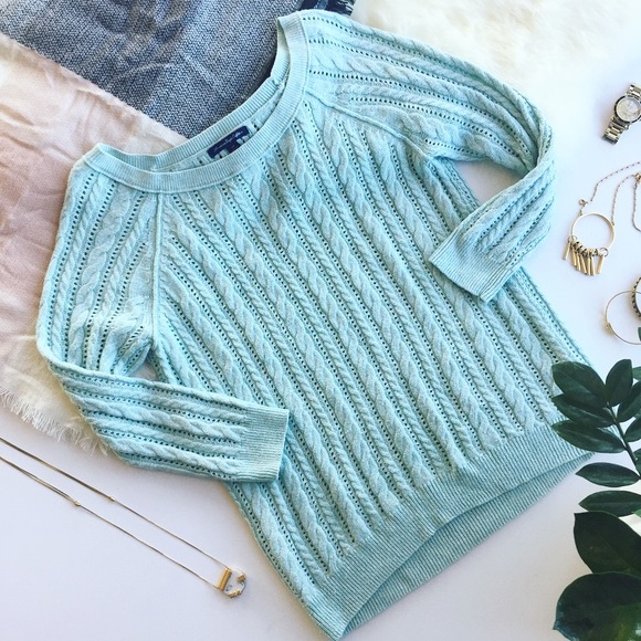 American Eagle Outfitters Sweaters - ✨SUPER SALE✨AMERICAN EAGLE Teal Cable Knit Sweater