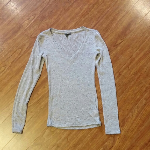 Express Shimmery Gray Shirt