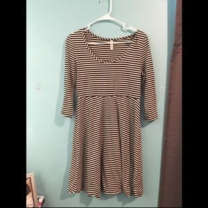 Stripe to the knee dress.