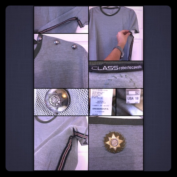 CLASS by Roberto Cavalli top! In khaki/ gray !