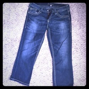 SILVER capris! GREAT condition! Size 30 waist.