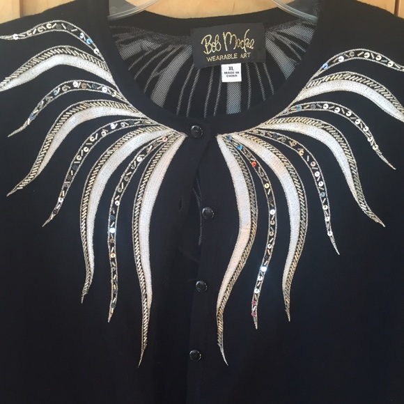 Bob Mackie Sweaters - Bob Mackie wearable art cardigan sweater