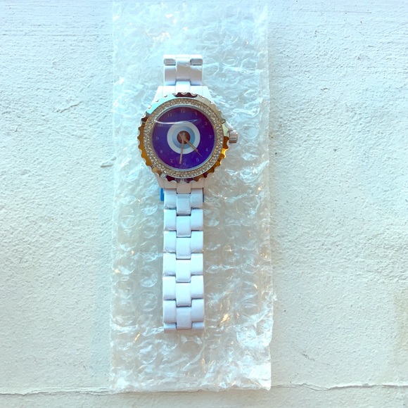 Brand New White Rhinestone Enamel Watch