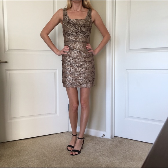 Express golden lace dress