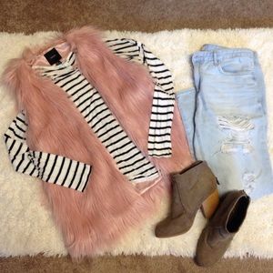Cute pink faux fur vest