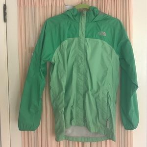 North Face great condition green rain coat