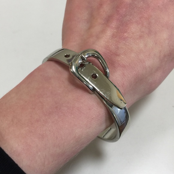 Silver Metal Buckle Hinge Bangle Bracelet