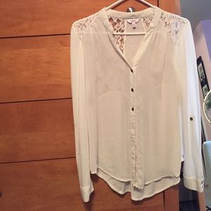 Off-white lace back blouse