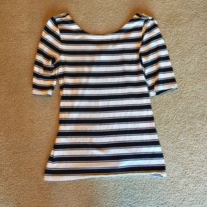 Scoop back navy and white striped