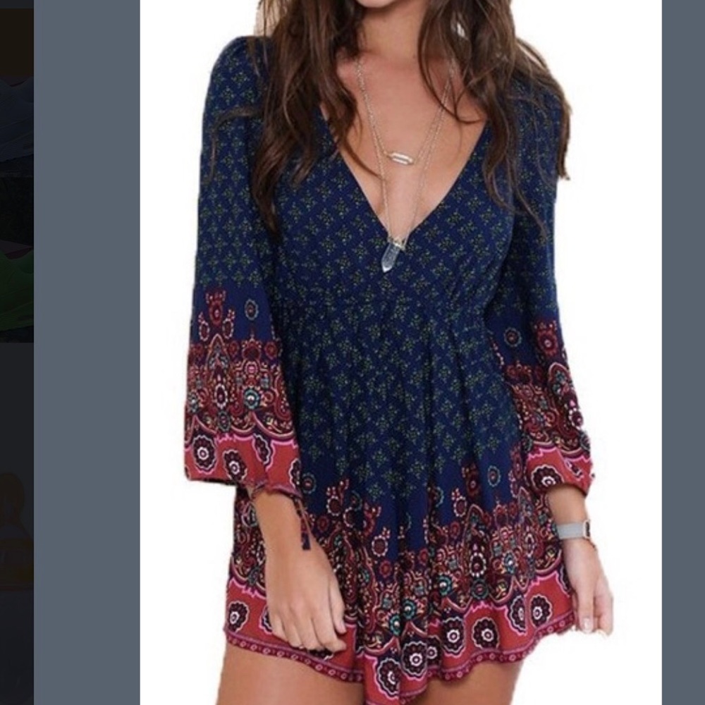 💖LAST ONE-NAVY SZ. S TUNIC BOHO DRESS🆕BOUTIQUE - Picture 3 of 6