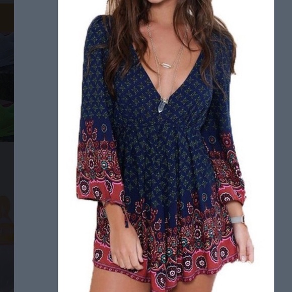 💖LAST ONE-NAVY SZ. S TUNIC BOHO DRESS🆕BOUTIQUE - Picture 3 of 6