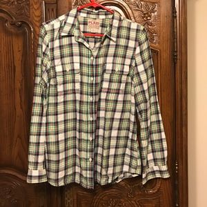Plaid flannel button down shirt