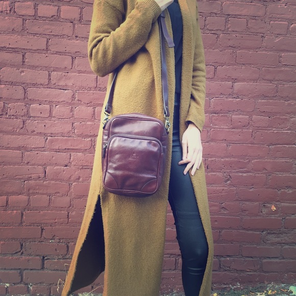 Smooth Brown leather crossbody