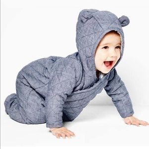 Baby gap quilted chambray bear one-piece