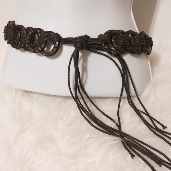 Brown Wooden Circle Tye Belt