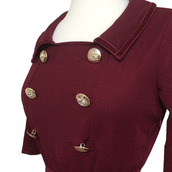 ๐ SALE Classic Burgundy Fit and Flare Dress - Picture 2 of 2