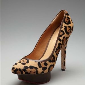 L.A.M.B. Leopard Pony hair platform pump