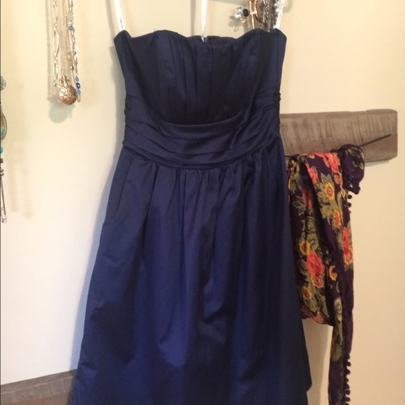 Navy blue, empire waist, strapless dress - Picture 1 of 1
