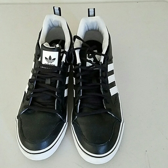 Mens black leather Adidas shoes