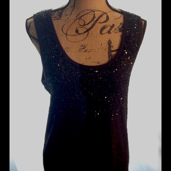 Newport News Tops - Black Sequin Tank