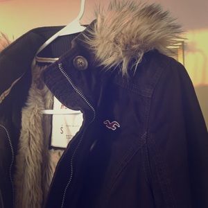 Brown furry hollister jacket