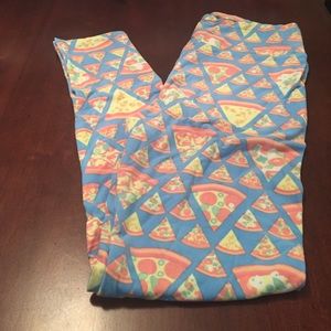 BNWT LuLaRoe OS leggings - blue w/pizzas!