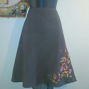 plus size Plaid A-line floral sequined skirt