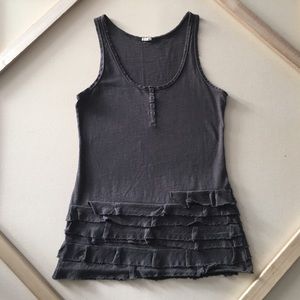 Gray Ruffled J. Crew Tank Top