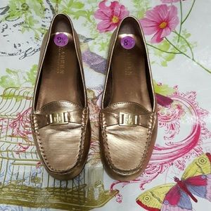 Ralph Lauren Gold Loafers 8.5