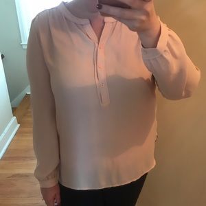 LOFT Blush Henley Blouse XL