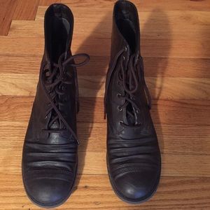 Brown lace up combat boots