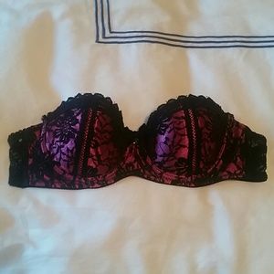 Lace Pink and Black Bra