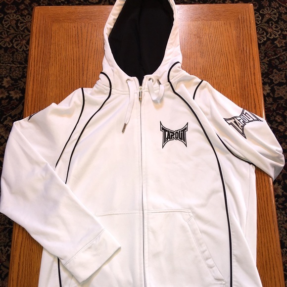 Tapout White Men's Zipper Jacket with Hood