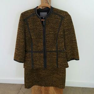 Nordstrom  suit with faux leather trim