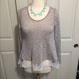 Cute Lace Edged Sweater
