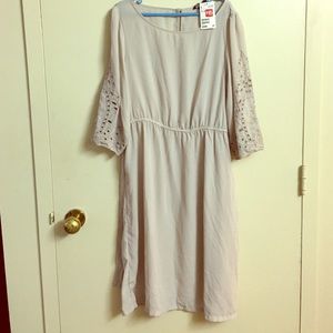 Taupe midi floral sleeved dress